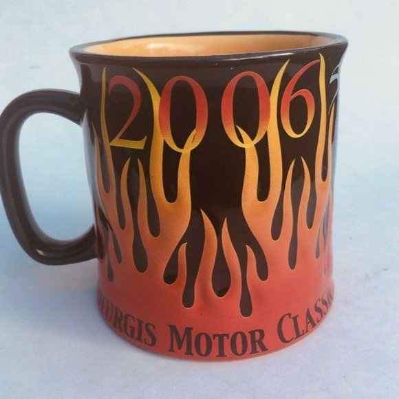 2006 Sturgis Motor Classic Large Ceramic Mug Flames Spider Cross Rally - Picture 3 of 9